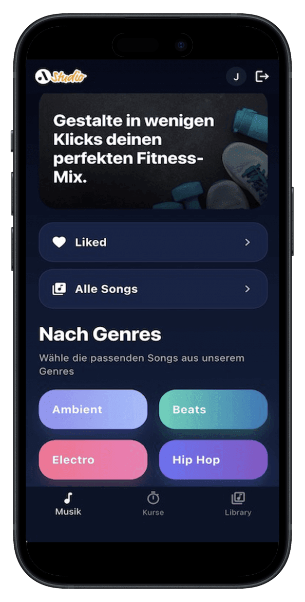 App audiorooms Studio – fases de entrenamiento con temporizador